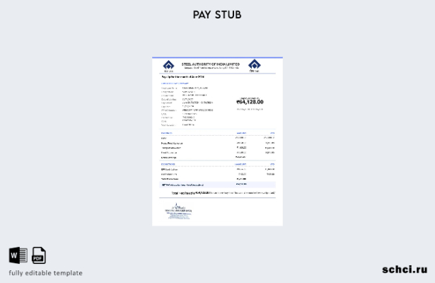 скачать цифровую версию шаблона расчетной ведомости Steel Authority of India
